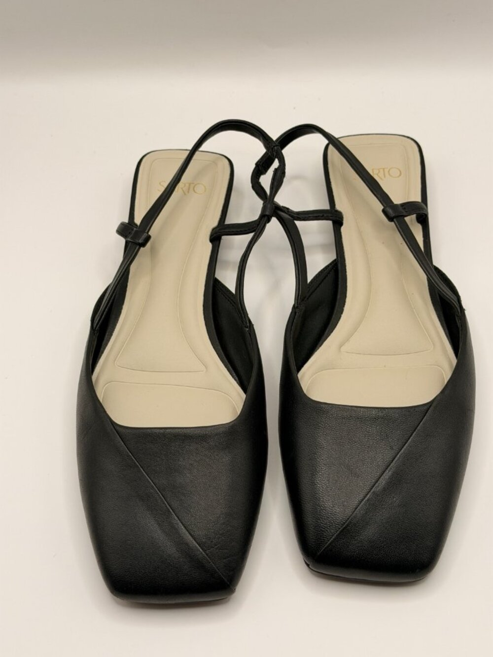 SARTO by Franco Sarto Women Telica Black Leather Slingback Flat Sz 6.5 M